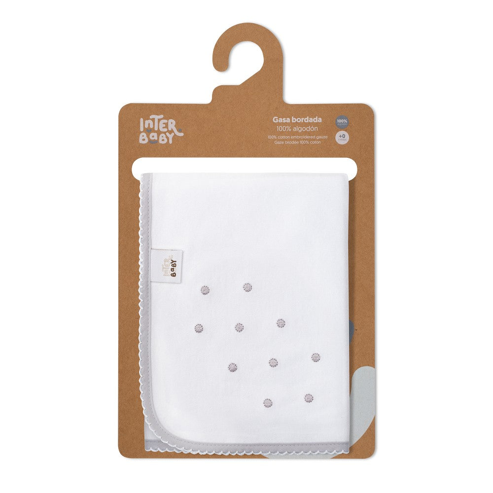 Quadrato Neonato in Puro Cotone - Bianco Grigio - confezione