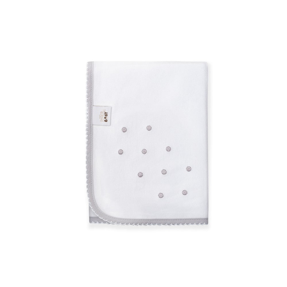 Quadrato Neonato in Puro Cotone - Bianco Grigio