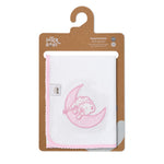 Quadrato Neonato in Puro Cotone - Luna Bianco Rosa - confezione