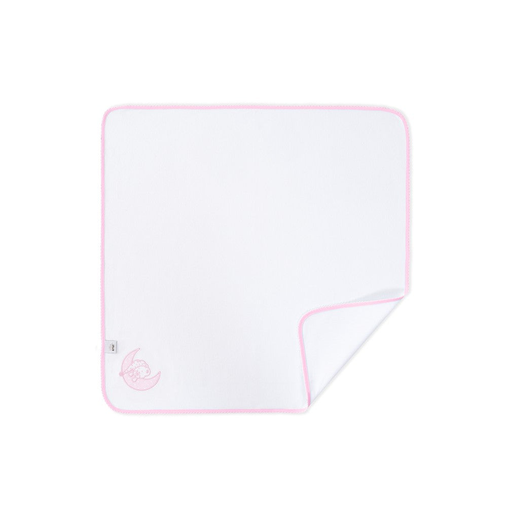 Quadrato Neonato in Puro Cotone - Luna Bianco Rosa - retro