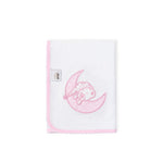 Quadrato Neonato in Puro Cotone - Luna Bianco Rosa