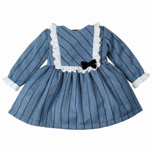 Vestito Invernale Neonata a Righe Blu - Tweed Dream