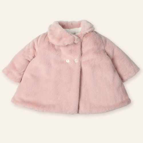 Cappottino Neonata in Eco Pelliccia Rosa