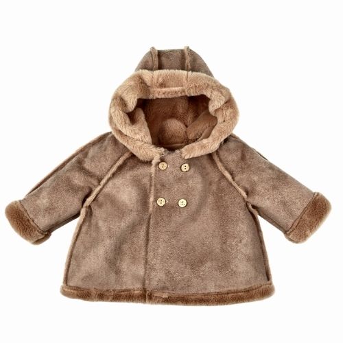 Cappottino Neonato Invernale in Eco Montone con Cappuccio