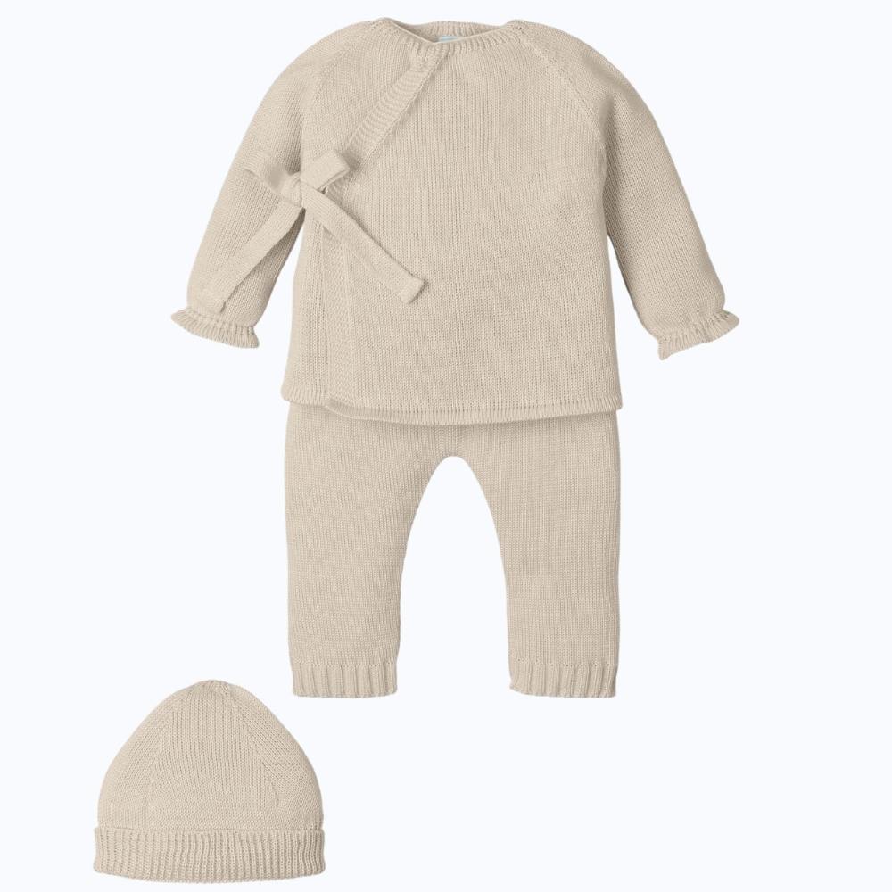Completo Nascita in Filo di Cotone Basic - Tortora
