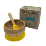 Ciotola in Bamboo con Ventosa e Cucchiaio - Giallo