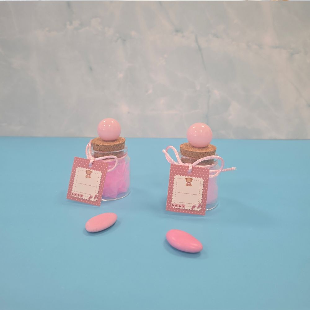 Portaconfetti Bomboniera Nascita Barattolo - Rosa