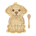 Piatto in Bamboo con Ventosa e Cucchiaio - Cane - Nocciola