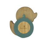 Piatto in Bamboo con Ventosa e Cucchiaio - Papera Verde