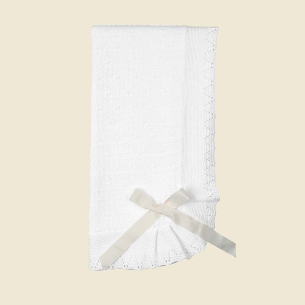 Copertina Neonato in Misto Lana -Timeless - Bianco