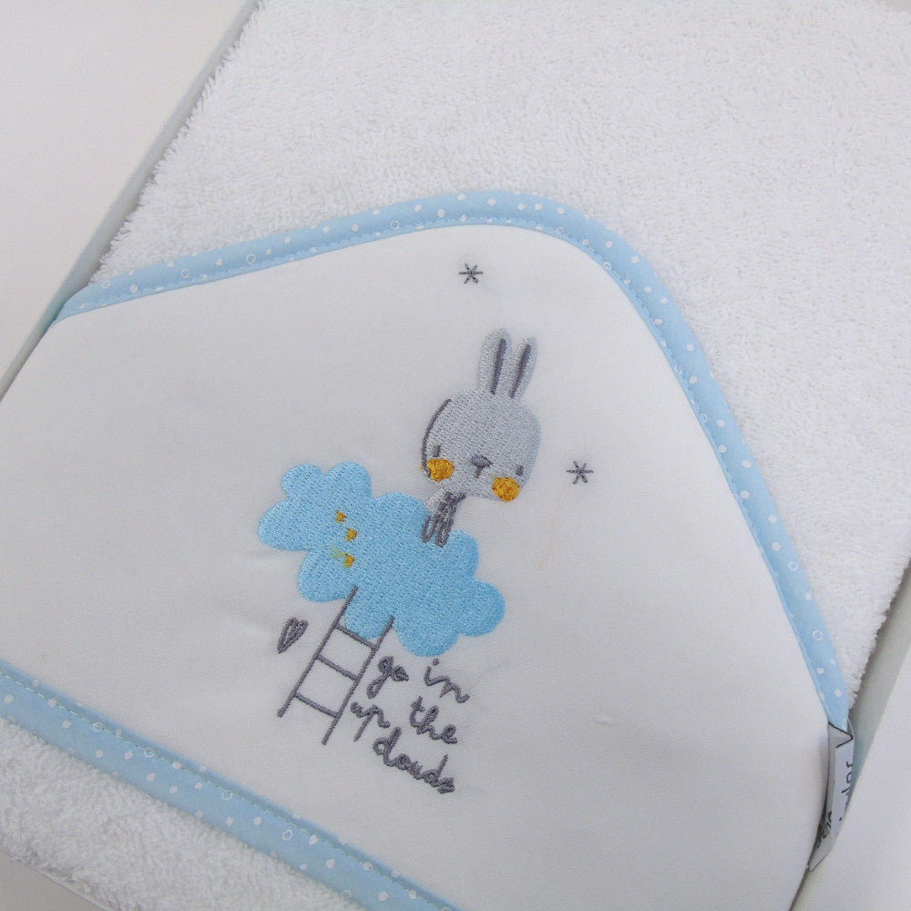 ACCAPPATOIO ASCIUGAMANO CON CAPPUCCIO NEONATO CONIGLIETTO VERDE MENTA