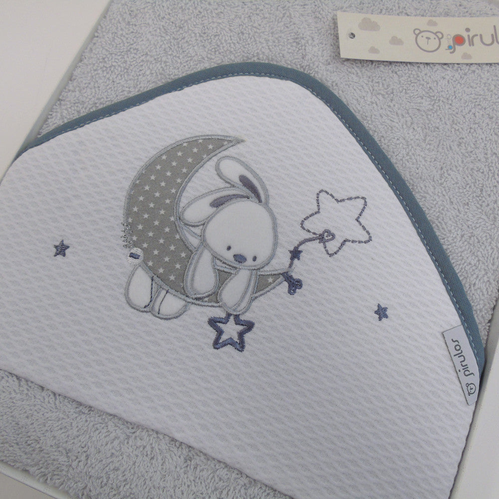 ACCAPPATOIO / ASCIUGAMANO CON CAPPUCCIO NEONATO MOON