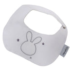 Bavaglino Bavetta Neonato in Puro Cotone mod. Coniglietto Bianco Grigio