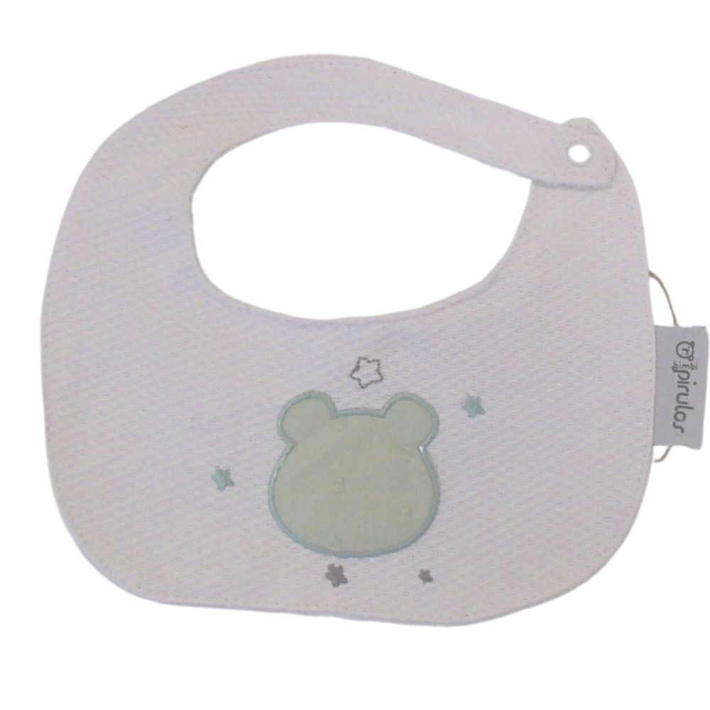 Bavaglino Bavetta Neonato in Puro Cotone mod. Orsetto Verde