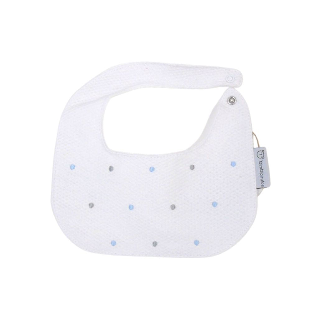 Bavaglino Bavetta Neonato in Puro Cotone mod. Pois Grigio Celeste