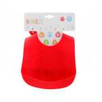 Set 2 Bavaglini Impermeabile con Tasca Rosso Azzurro - 100% Silicone Alimentare 