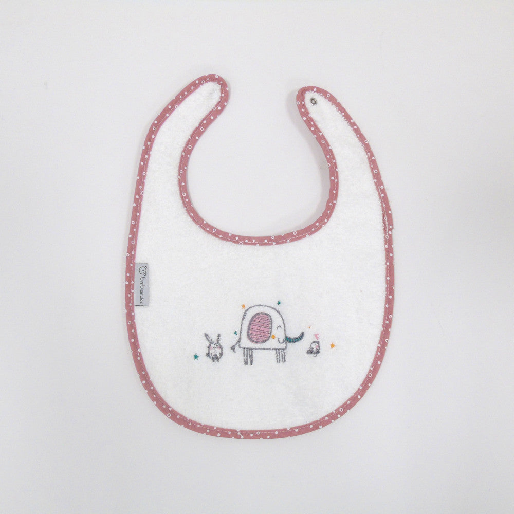 BAVAGLINO BAVETTA NEONATO IN SPUGNA IMPERMEABILE 20x25 CM - ELEFANTE ROSA