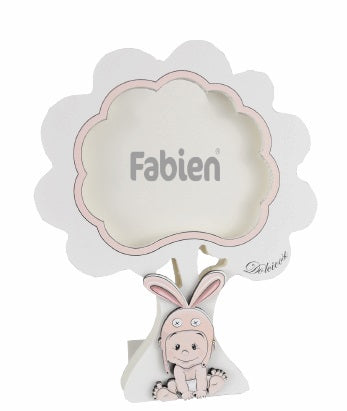 portafoto in legno albero della vita con coniglietto