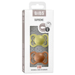 BIBS SET DI 2 CIUCCI SUPREME - GOMMA NATURALE -  Verde Prato - Terra 