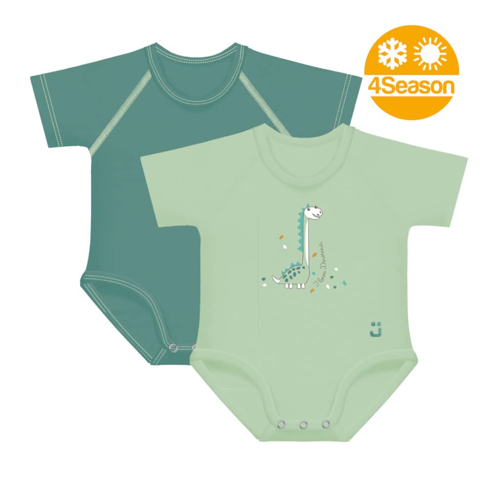 2 Body taglia unica JBimbi verde in cotone per neonato 0-36 mesi