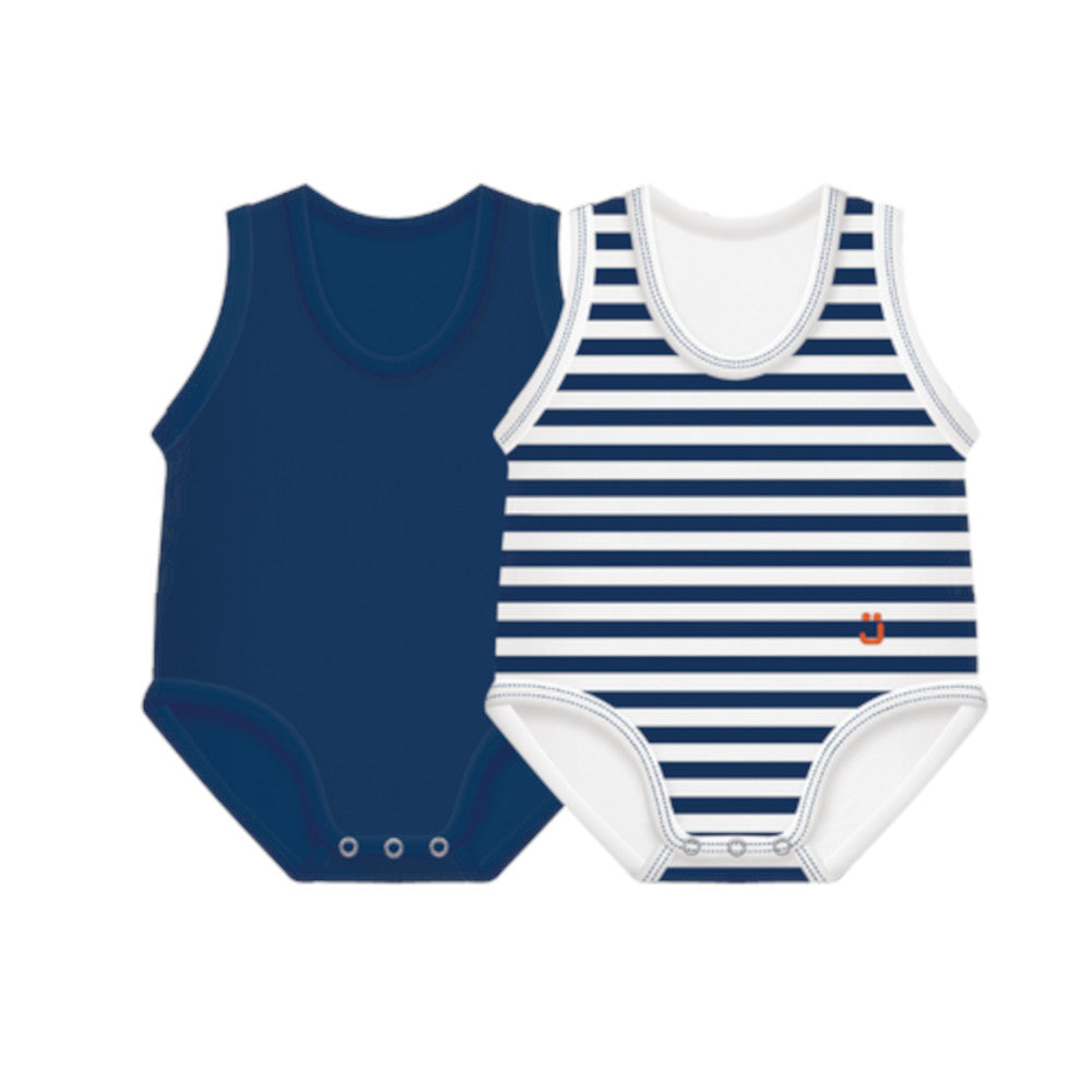 Body Taglia Unica 0-36 Mesi in Cotone Bio - Bipack 2 Pezzi - Blu