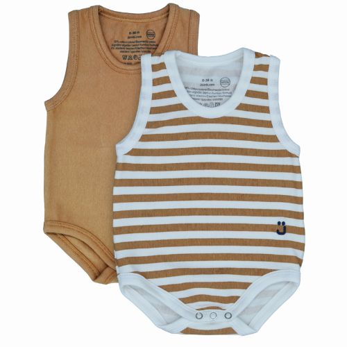 2 Body Taglia Unica 0-36 Mesi per Neonato e Bimbo in Cotone Bio Estate Caramello