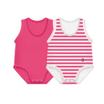 Body Taglia Unica 0-36 Mesi in Cotone Bio - Bipack 2 Pezzi - Fucsia