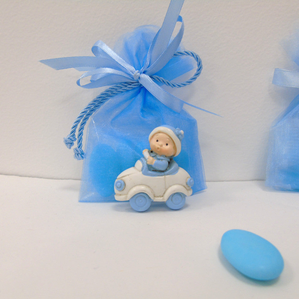 Bomboniera Nascita Battesimo Sacchettino Segnaposto - Macchinina Bimbo