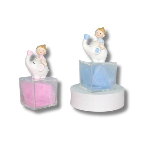 Bomboniera Nascita Battesimo Porta Confetti Elefante Bimba e Bimbo