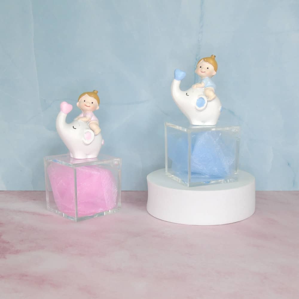 BOMBONIERA NASCITA BATTESIMO PORTA CONFETTI CON ELEFANTE