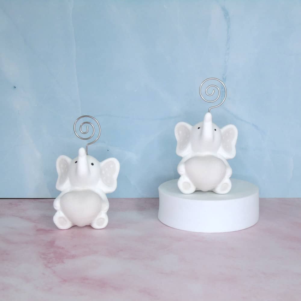 BOMBONIERA BATTESIMO BIMBA BIMBO PORTAFOTO CON CLIP ELEFANTE CUORE - Nene Shop