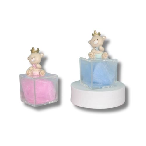 Bomboniera Nascita Battesimo Porta Confetti Orsetto Principe e Principessa