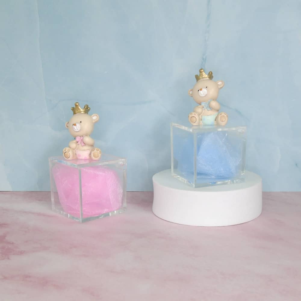 Bomboniera Nascita Battesimo Porta Confetti Orsetto Principe e Principessa