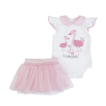 COMPLETO BAMBINA NEONATO ESTIVO COTONE + TULLE "CIGNO"
