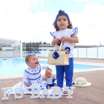 COMPLETO NEONATA BAMBINA ESTIVO "FIORI BLU" indossato