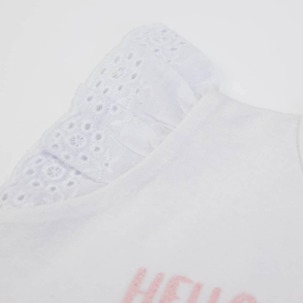 COMPLETO NEONATA BAMBINA ESTIVO "FRAGOLA" - Dettaglio pizzo