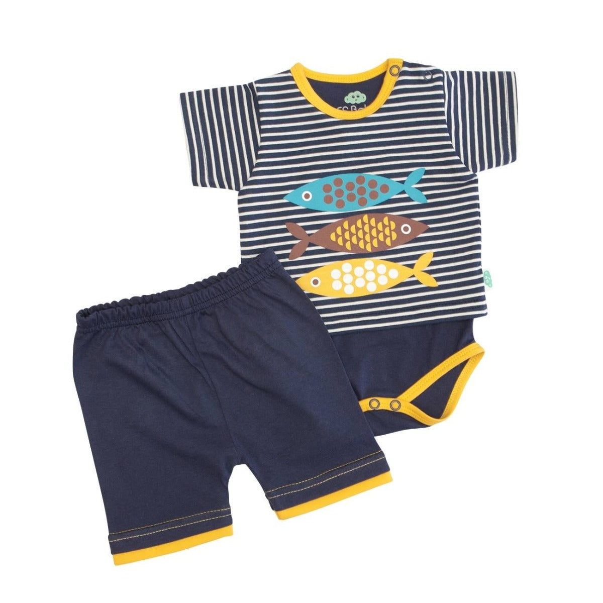 COMPLETO ESTIVO NEONATO BAMBINO BIO MAGLIA BODY E PANTALONCINO 1-24 MESI