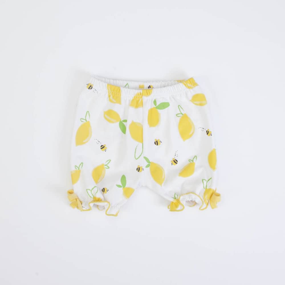 COMPLETO NEONATA BAMBINA ESTIVO IN COTONE "LIMONI" pantaloncino