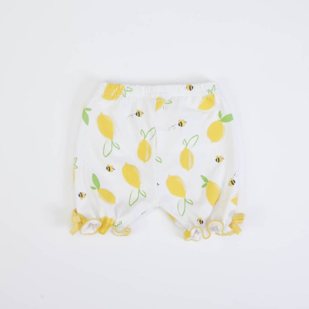 COMPLETO NEONATA BAMBINA ESTIVO IN COTONE "LIMONI" - retro pantaloncino