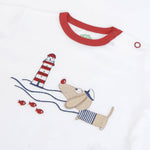 COMPLETO NEONATO BAMBINO MEZZA MANICA "CANE" - dettaglio ricamo