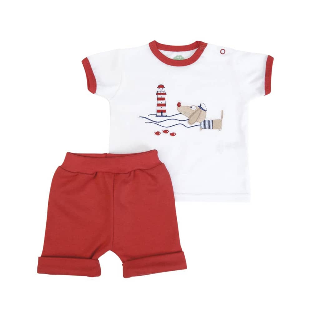 COMPLETO NEONATO BAMBINO MEZZA MANICA "CANE"