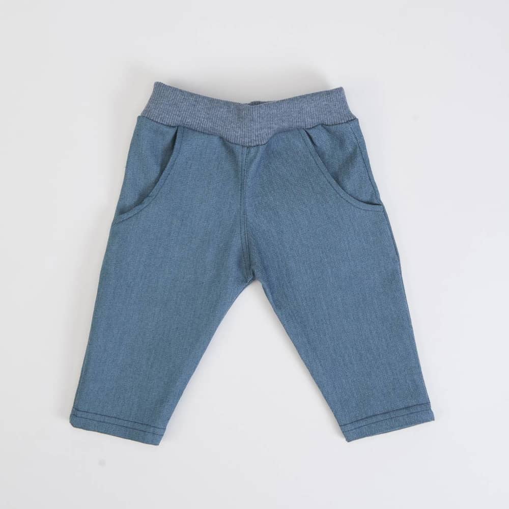 COMPLETO NEONATO BAMBINO DENIM CON POLO "BICI" - pantalone