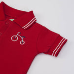 COMPLETO NEONATO BAMBINO DENIM CON POLO "BICI" - dettaglio ricamo