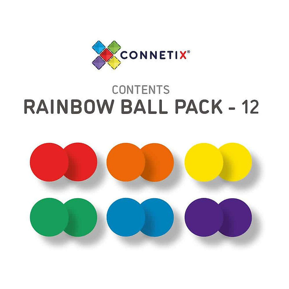 12 Palline - Arcobaleno - 100% Plastica ABS Atossica - Apprendimento STEM! - Connetix