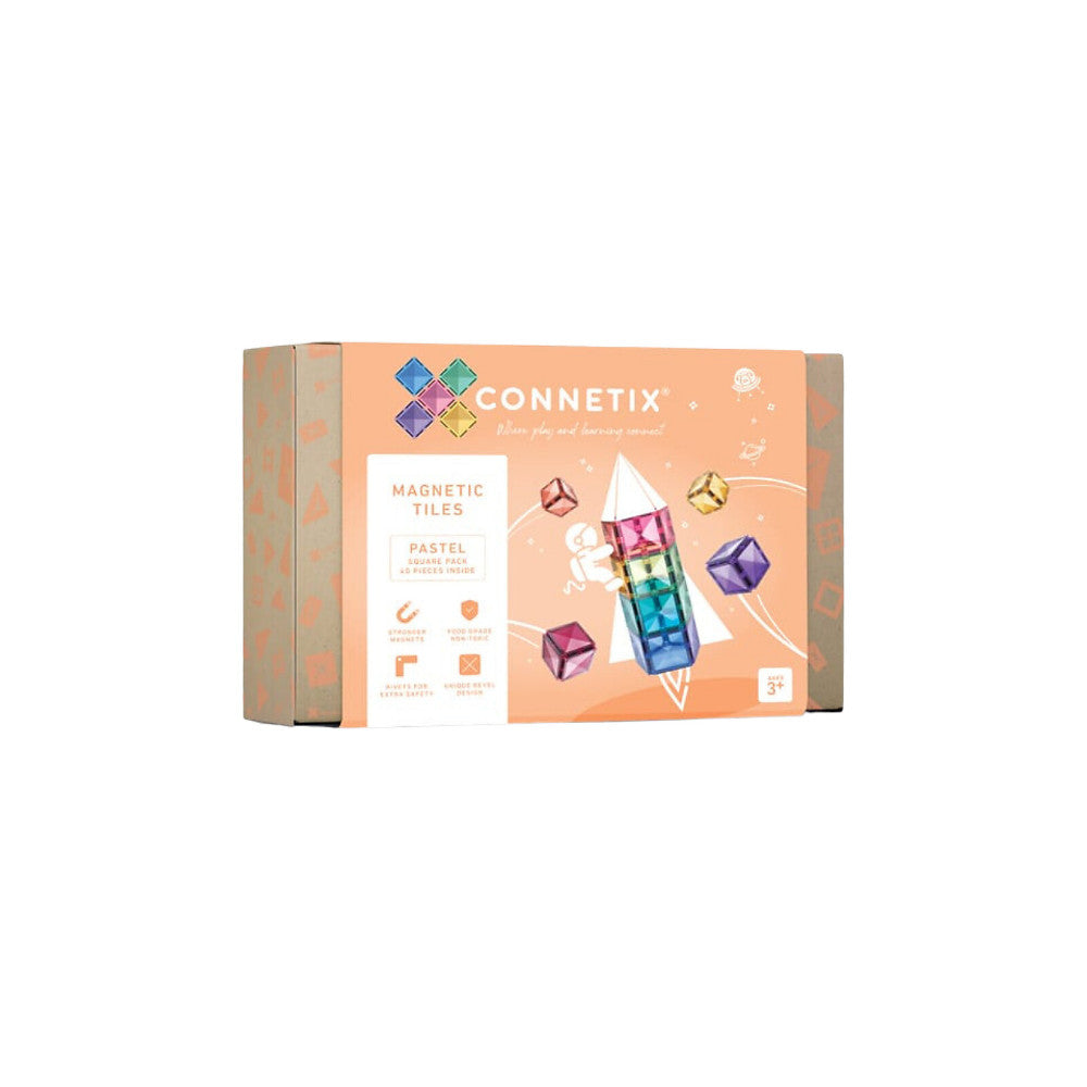 Tessere Magnetiche - Piccole e Grandi - Pastello - 100% Plastica ABS Atossica - 40 pezzi - Connetix