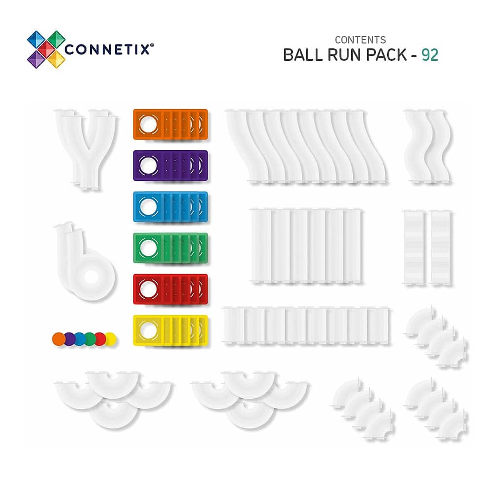 92 Pezzi - Pacco Pista Palline - Arcobaleno - Connetix