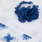 COPERTINA NEONATO CARROZZINA CULLA PASSEGGINO PRIMAVERILE IN COTONE "FIORI BLU" - particolare fiori