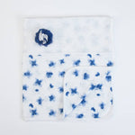 COPERTINA NEONATO CARROZZINA CULLA PASSEGGINO PRIMAVERILE IN COTONE "FIORI BLU" - Stampato