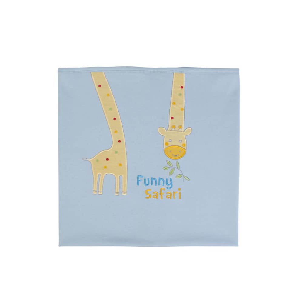 COPERTINA NEONATO CARROZZINA CULLA PASSEGGINO PRIMAVERILE IN COTONE "GIRAFFA" - ricamo