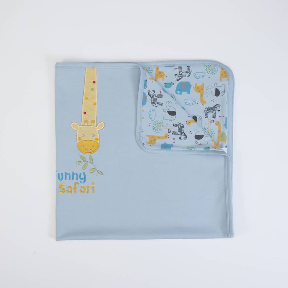 COPERTINA NEONATO CARROZZINA CULLA PASSEGGINO PRIMAVERILE IN COTONE "GIRAFFA" - Particolare stampa interna